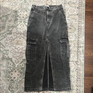 Love, Fire Charcoal Denim Skirt